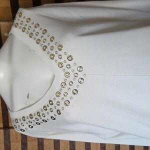 NWT! Ruby Rd Gold Rivet Sweater